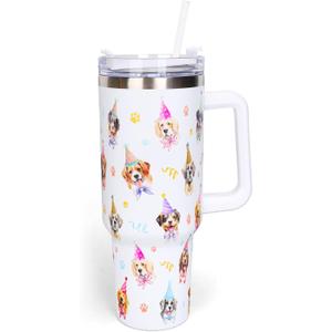Whaline 40oz Dog Tumbler with Handle Straw and Lid Dog Paw Print Travel Tumbler Cute Coffee Cup for Women Friend Holiday Birthday Baby Shower Whaline 40oz Dog Tumbler with Handle Straw and Lid Dog Paw Print Travel Tumbler Cute Coffee Cup for Women Friend Holiday Birthday Baby Shower