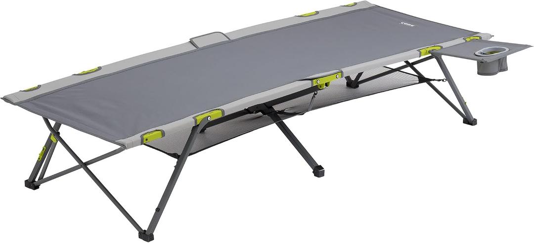CORE Folding Camping Cot | Extra Wide Heavy Duty Camp Cot with Removable Side Table & Mesh Gear Loft | Folding & Portable Camp Bed with Carry Bag | Supports 300 lbs, 41 inches x 7 inches x 7 inches