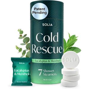 Solia Shower Steamers Eucalyptus and Menthol 7-Pack - Patent-Pending - Real Essential Oil Eucalyptus Shower Bombs Gift Set, Menthol Tablets, Spa Steamers Aromatherapy Selfcare Bath Gifts for Women