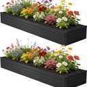 10x2x1 ft(2 Pack) Galvanized Raised Garden Bed,Outdoor Planter Box Metal Patio Kit Planting Bed for Vegetables Flowers and Succulents,Black