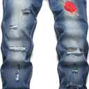 OIIIO Men's Athletic Fit Jeans Denim Pants (40, 24014 Blue)