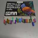ARTISTRO 24 Metallic Dual-Tip Acrylic Paint Markers for Rock, Canvas, Glass, Wood, & More Fine + Dot Tips