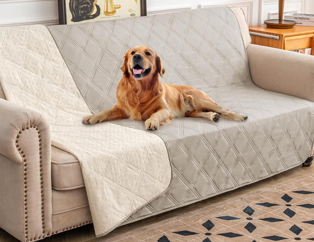 Ameritex Waterproof Dog Bed Cover Pet Blanket with Anti-Slip Back for Furniture Bed Couch Sofa (52x82 Inch (Pack of 1), Khaki)