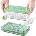 Mini Ice Cube Tray with Lid and Bin, 273 Pcs Small Ice Cube Trays for Freezer, Ice Cube Mold Spill-Resistant Removable Lid&Ice Scoop, Ice Mold for Whiskey Cocktail, Tea,Coffee-Green