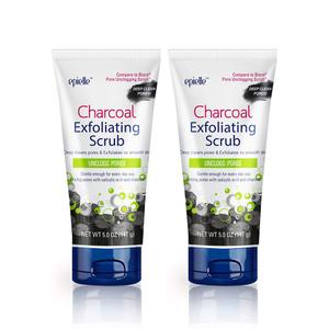 Epielle Charcoal Exfoliating Scrub (2pk) - Unclogs Pores - Deep cleans pores & Exfoliates to smooth skin