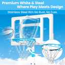 BACKYARD BLITZ Pool Basketball Hoop, 32in Portable Swimming Basketball Hoop for Pool, Stainless Steel Rust-Proof Basketball Goal Set Outdoor/Indoor