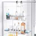 Aitatty Over the Door Hanging Shower Caddy: Rustproof Hanging Organizer over the Door - No Drilling Bathroom Rack for Inside Shower Chrome