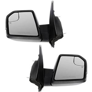 Power Heated With Turn Signal Left+Right Left Driver Right Passenger L&R Side Towing Mirrors For 2015 2016 2017 2018 2019 2020 15-20 For Ford For F150 Pickup Truck with Black Housing Manual Folding
