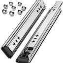 1 Pair Heavy Duty Drawer Slides Full Extension 40" Side & Undermount Ball Bearing Rails, 260LB Stainless Steel 3-Fold Cabinet Hardware (Without Lock, 40")