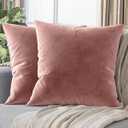 NEATERIZE Premium Velvet Pillow Covers 22x22 Blush - Washable Decorative Fabric Throw Pillow Covers for Couch or Bed - Set of 2