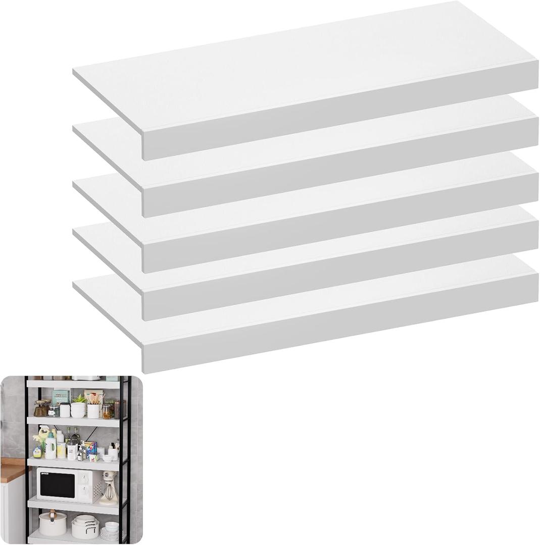 Wire Shelf Cover 30 X 12 Inch Wire Rack Cover Wood Shelf Covers for Pantry Shelving Closet Shelves Organization(White,5 Pack)