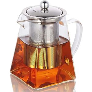 11.8oz Glass Teapot with Infuser, Borosilicate Glass Tea Kettle for Loose Leaf Tea, High Borosilicate Clear Glass Tea Pots for Loose Leaf Tea and Blooming Tea, Stovetop Save (350ML)