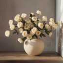 6 Pcs Artificial Peonies Stems Flowers 32", Real Look Large Faux Silk Peony Bouquet 42 Heads Total for Vase Filler, Farmhouse & Rustic Home Decor, Realistic Wedding Centerpieces - Beige