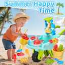 Beach Water Sand Toys for Kids - Beach Toy Trolley Car with Shovel Tool Kit, Beach Bucket & Animal Molds - Summer Outdoor Gift Sensory Sand Toys for Boys Girls Toddlers 3-5
