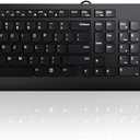 Lenovo 300 USB Combo, Full-Size Wired Keyboard & Mouse, Ergonomic, Left or Right Hand Mouse, Optical Mouse, GX30M39606, Black