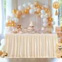 Albassa Beige Table Skirt for Rectangle Table 6ft Polyester Table Cloth Wrinkle Resistant Tablecloth with Ruffle for Banquet, Wedding, Baby Shower, Display Dining Table (Beige, 6ft, 72in(L) X30in(H))
