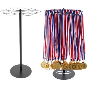 Rotatable Medal Hangers Display, Rotating Medal Tabletop Medals Holder Rack, Ideal for Sports Marathon Races Runners, Cheer, Gymnastics, Soccer, Softball - Easy Hanging Metals, 45+ Medals