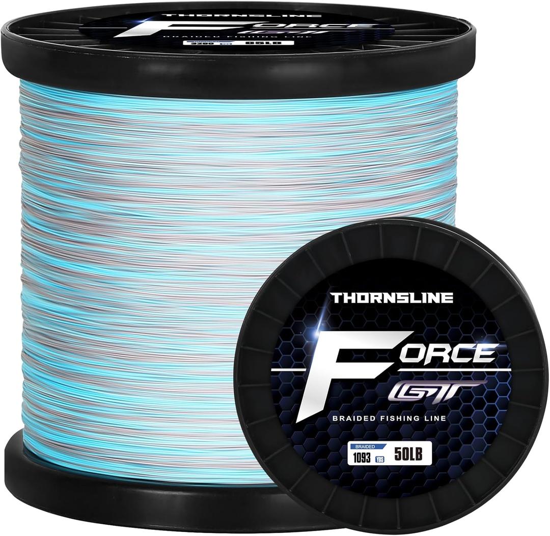 ThonrsLine Force Braided Fishing Line - Incredible Abrasion Resistant Braided Lines for Saltwater or Freshwater - Camo Design Braid for Extra Visibility (10LB (1093 Yards), Ocean Grey)