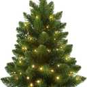 SENNOUL Small Christmas Tree with Lights, 2ft Pre Lit Artificial Mini Xmas Tree for Tabletop, Outdoor, Bedroom, Office Decorations, Includes 50 Led Warm Lights, 73 PVC Branch Tips, Green（Battery Operated）