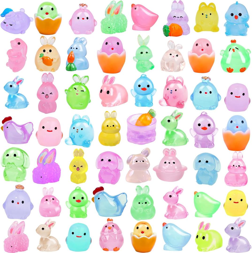 120 Pcs 4th of July Luminous Mini Resin Ducks 3 Colors Patriotic Tiny Ducks Figures to Hide Miniature Figures in The Dark for Independence Day Memorial Day Party Gifts Decorations