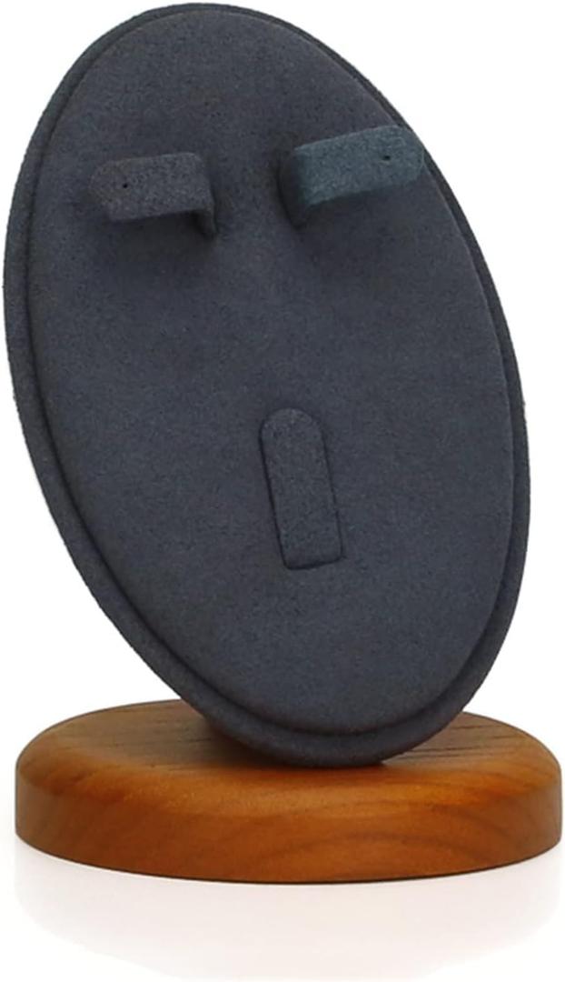 Elegant Jewelry Display Stand Microfiber & Wood Earring, Ring, Necklace Rack, Storage Tray Compact and Stylish Blue Cabinet