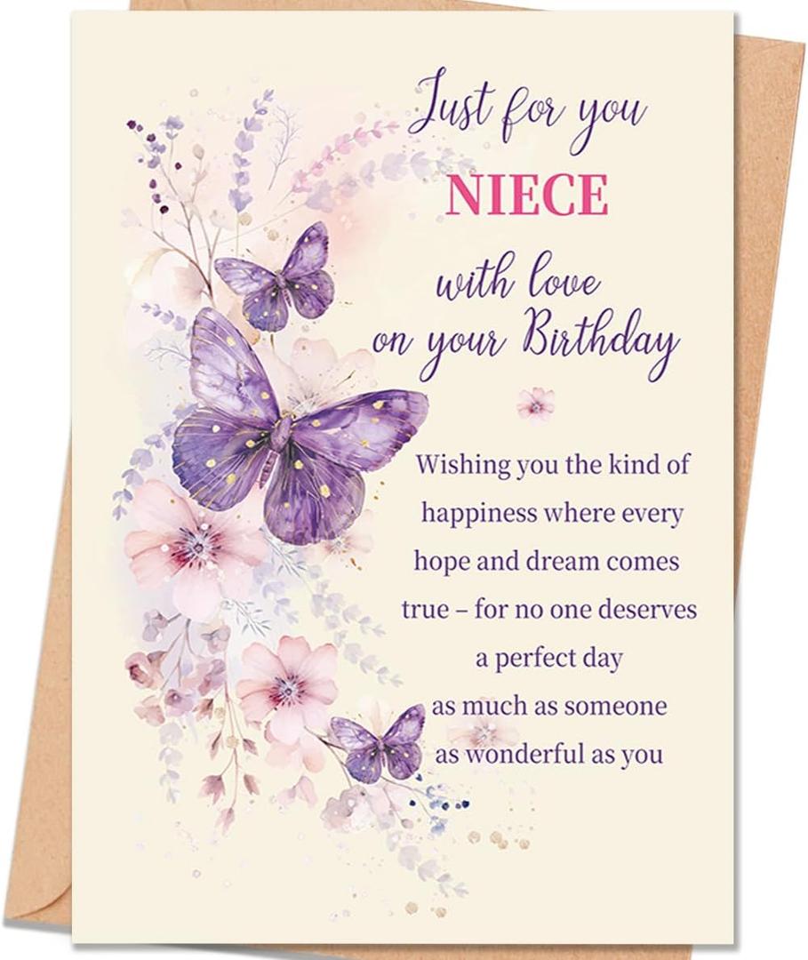 2 x Niece Birthday Card Gift, Happy Birthday Card for Niece Adult