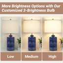 JUNNAI 24.5" Navy Blue Table Lamp Modern Bedside Ceramic Lamps for Living Room 3-Way Dimmable Entryway Nightstand Farmhouse Lamp for Home Office Bedroom, Bulb Included