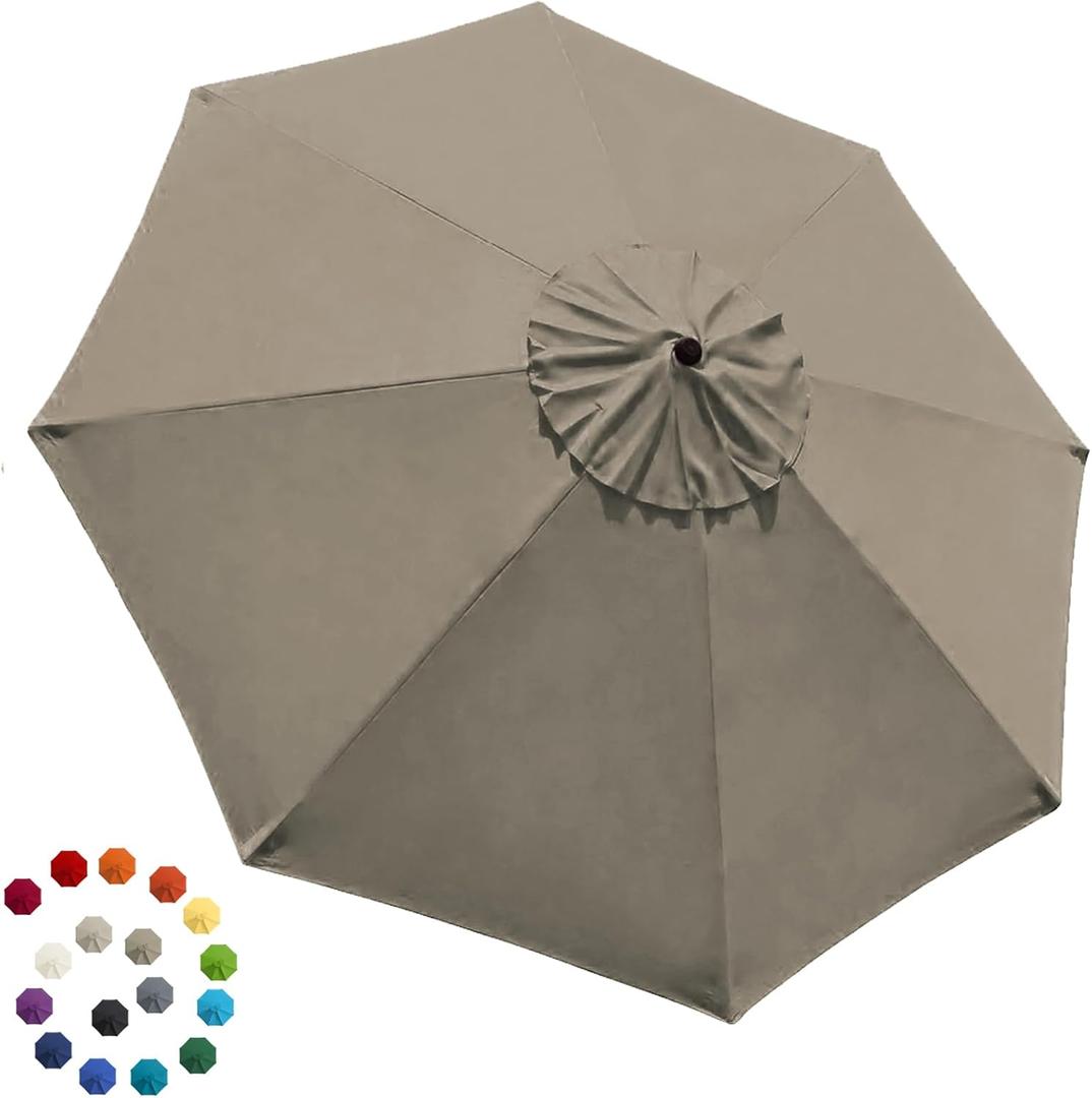 EliteShade USA 9FT Patio Umbrella Replacement Covers 8 Ribs Market Umbrella Canopy Cover (CANOPY ONLY) (Khaki)