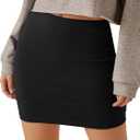 Verdusa Women's Basic High Waisted Pencil Bodycon Short Skirt (Large, Black)