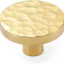 20-Pack Modern Gold Cabinet Knobs, Hammered Solid Brass Drawer Knobs, Round Dresser Drawer Pulls and Handles, Kitchen Cabinet Hardware, Diameter 1-3/16 Inch