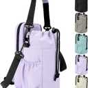Water Bottle Holder with Strap, 32/40oz Insulation Water Bottle Carrier Bag with Phone Pocket, Water Bottle Sling Bag Crossbody Water Bottle Holder for Hiking Walking (Purple)