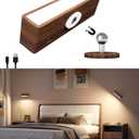 Wall Lights Battery Operated Wooden,Magnetic Wall Sconces Rechargeable,Adhesive Wall Lights for Bedroom,Dimmable Wall Mounted Bedside Lamp,Cordless Battery Wall Sconce for Bedroom Reading (1Pack-Touch Control)