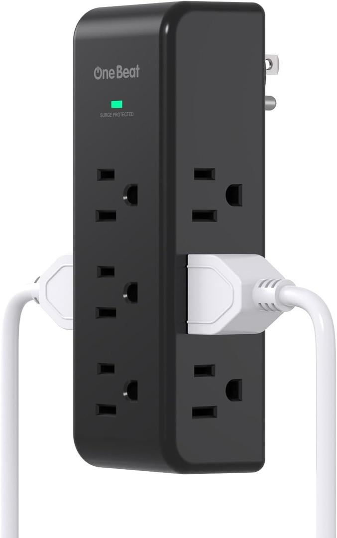 Surge Protector Outlet Extender with Rotating Plug, 9 AC Multi Plug Wall Outlet Expander, 1800J Wall Charger, 3-Sided Power Strip Electrical Plug Adapter Outlet Splitter for Home Office Dorm - Black