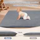 ACOMOPACK 1.3" Thick Baby Play Mat for Floor 50x50"-Memory Foam Water-Repellent Playpen Mat for Tummy Time,Non-Slip Soft Velvet Nursery Rug for Kids,Toddlers,Infants CrawlingGrey
