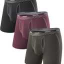 Separatec Mens Underwear with Pouch for balls Anti Chafing Underwear Men Athletic Sport Performance Long Boxer Briefs 3 Pack Medium