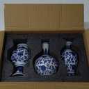 Goaste 3 Pack Small Blue and White Porcelain Vases, 5.5 Inch Tall Mini Vintage Vases, Classic Decorative Bud Vases, Chinoiserie Ceramic Vases for Home Decor, Office, Party Decoration and Events