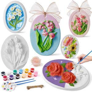 Golray Plaster Painting Kits for Kids Ages 812, Ceramic Arts and Crafts for Kids 68 Girls with 6 Flower Painting, Art Kit Party Favors Birthday Gifts for Girls Boys Toys 4 6 7 8 9 10 11 12 Years Old