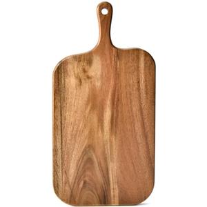 BILL.F Acacia Wood Cutting Board with Handle Wooden Charcuterie Board Paddle Cheese Board Serving Boards for Kitchen Meat, Pizza,Cheese, Bread, Vegetables &Fruits 15'' x 7.5'' x 0.6''