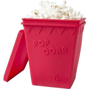 Microwave Popcorn Popper | Replaces Microwave Popcorn Bags | Healthy Air Popped Popcorn - No Oil Needed | BPA Free Premium European Grade Silicone Popcorn Maker by Cestari Kitchen (Red Makes 4 cups)