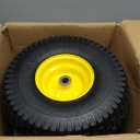 AR-PRO Exact Replacement 15" x 6.00-6" Front Tire and Wheel Assemblies Compatible with John Deere Riding Mowers 100 and D100 Series - 3" Centered Hub and 3/4" Bushings, 4Ply Pneumatic (Set of 2) (Yellow)