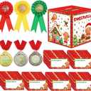 67 Pcs Christmas Gingerbread House Game Kit with Gingerbread House Contest Voting Box 60 Ballot Cards 3 Award Badges 3 Gingerbread Medals for Xmas Party Game Supplies