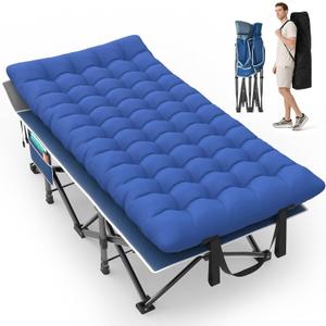 Suteck 32In XXL Folding Camping Cot, 900LBS Heavy Duty Sleeping Cot with Pillow Mattress, 1200D Double-Layer Oxford Portable Cot for Adults with Carry Bag for Home Office Nap Beach Travel, 79"32"19"