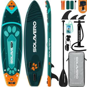 SOLAVERO 11'6" Inflatable Stand Up Paddle Board for Adults, 550lb Capacity | extra wide 35" design & non-slip EVA pad, premium SUP accessories - fast inflation & easy storage, for fishing, surf, yoga