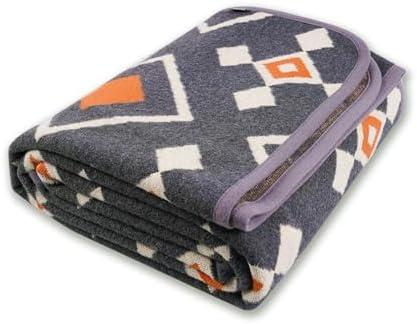 PuTian Merino Wool Blanket - 87" x 63" Thick Warm Soft Large Bed Throw - Great for Camping, Outdoors, Travel, Car, Couch, All Seasons, Grey Chcek, 25% wool and 72% polyester and 3% nylon