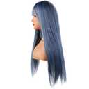 Blue Wig with Bangs Long Straight Blue Wig for Women Girls Heat Resistant Synthetic Hair for Cosplay Party Halloween Costume