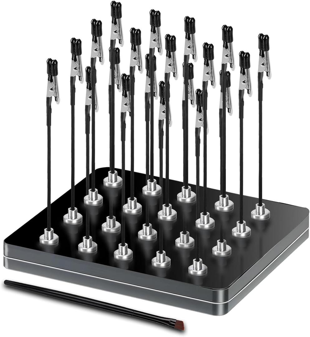 Magnetic Helping Hands for Soldering - All-in-One Station with 20 Flexible Clips, Steel Box & Brush - Ideal for Soldering, Model Painting, PCB Holder (Black)