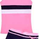 Uhnice Girls Swimsuit Two Piece Tankini Swimwear with Boyshort (10-11 Years, Pink)