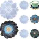 Flower Tray & Coaster Resin Molds Set, Large Flower Shaped Tray Silionce Mold with 3pcs Coaster Molds for Epoxy Resin Art, Home Decor
