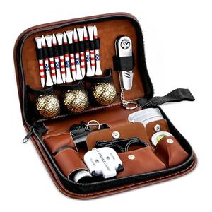 Eclove Golf Gifts for Men and Women, Golf Accessories Set with Gold Golf Balls, Telescope, Golf Tees, Brush, Divot Tool, Golf Green Reader, Scorer, Golf Ball Clamp Golf Tool Set Storage Case (Brown)