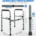 Toilet Safety Rail for Seniors Adjustable & Foldable Toilet Safety Frame with Padded Handles, Stand Alone Bathroom Safety Rail & Toilet Support for Elderly, Fits Most Toilets, 350 lb Capacity